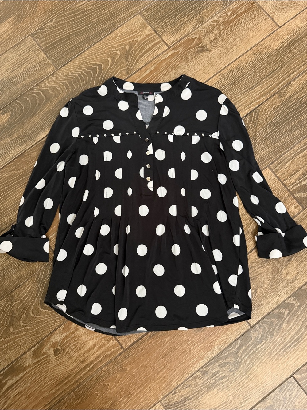 Cocomo Black and White Polka Dot Peasant Blouse